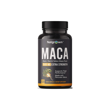Natgrown  Organic Maca Root Powder Capsules 1500 Mg with Black + Red + Yellow Peruvian Maca Root Extract Supplement for Men and Women - Vegan Pills