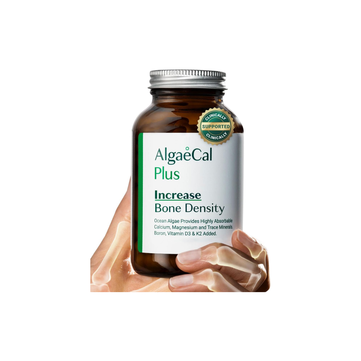 ALGAECAL Organic Red Algae Calcium Supplement for Bone Density, Vitamin K2 MK7 (100Mg), Vitamin D3 (1600 IU), Magnesium (350Mg)120 Caps (2pack)