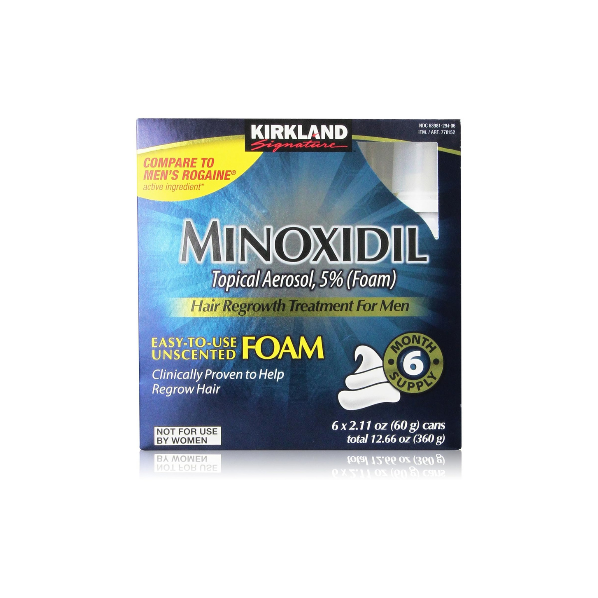 Signature Hair Regrowth Treatment Minoxidil Foam for Men, 2.11 Oz, 6 Count (6 Month Supply)