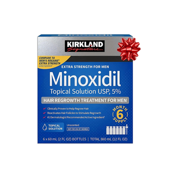 Kirkland Signature Minoxidil 5% Topical Solution for Men - 6 Month Supply (6 X 2 Fl Oz), Hair Regrowth Treatment with Dropper