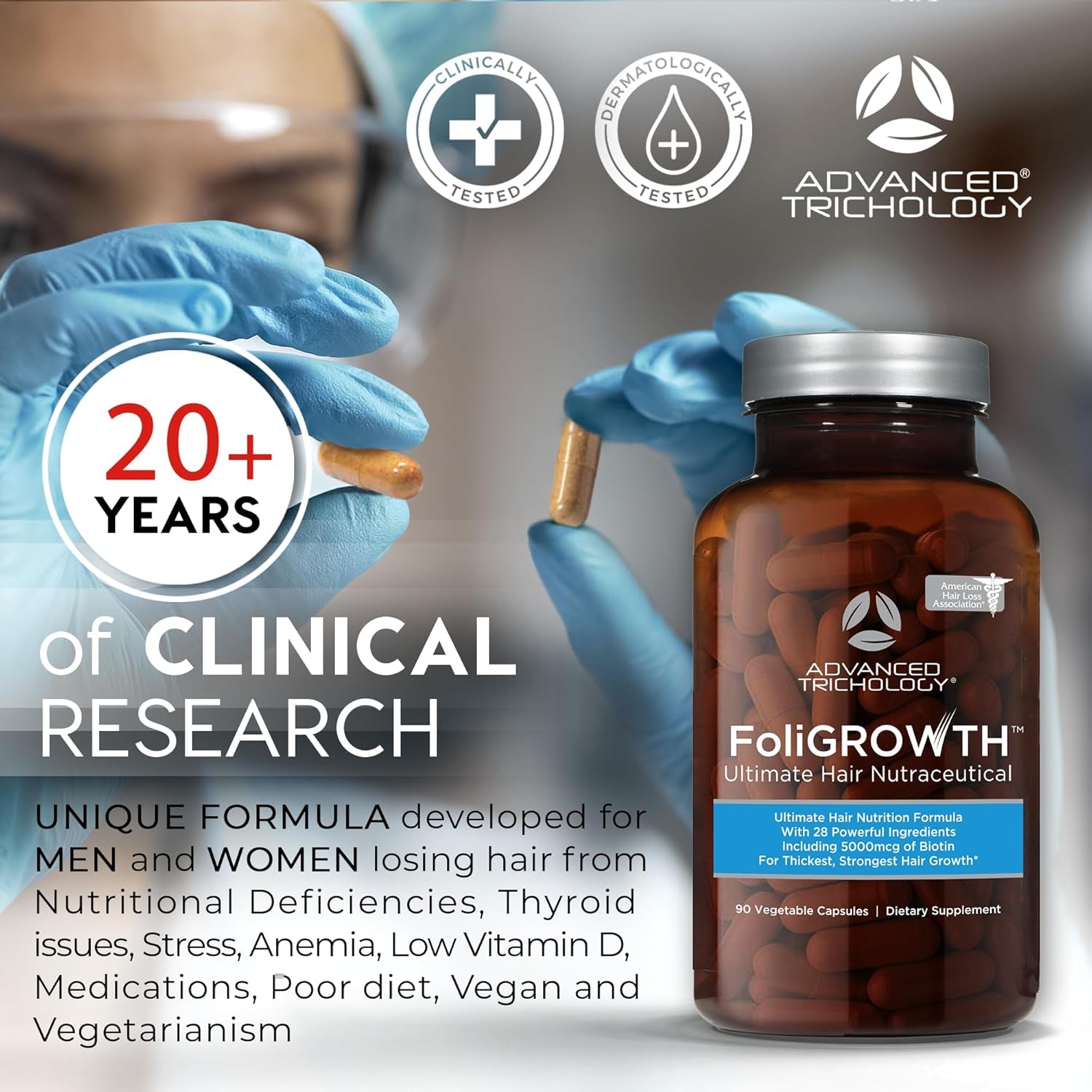 Foligrowth™ Hair Growth Supplement for Thicker Fuller Hair | Approved* by the American Hair Loss Association | Revitalize Thinning Hair, Backed by 20 Years of Experience in Hair Loss Treatment Clinics